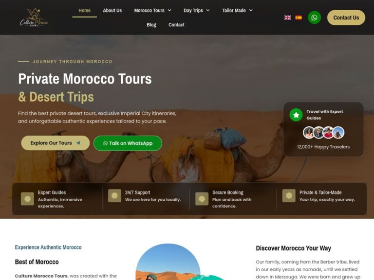Site web Culture Morocco Tours réalisé par Webmarok