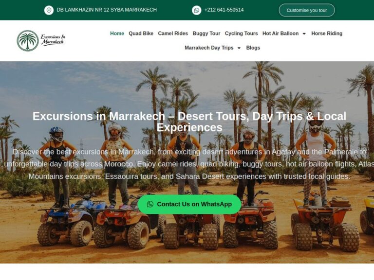 Site web Excursions in Marrakech réalisé par Webmarok