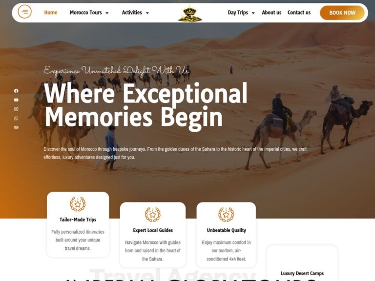 Site web Imperial Glory Tours réalisé par Webmarok