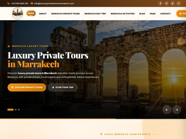 Site web Luxury Private Tours Marrakech réalisé par Webmarok
