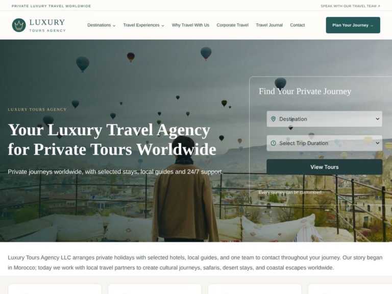 Site web Luxury Tours Agency réalisé par Webmarok