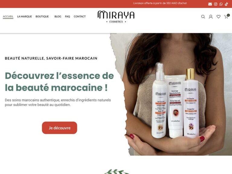 Boutique en ligne Miraya Cosmetics réalisée par Webmarok