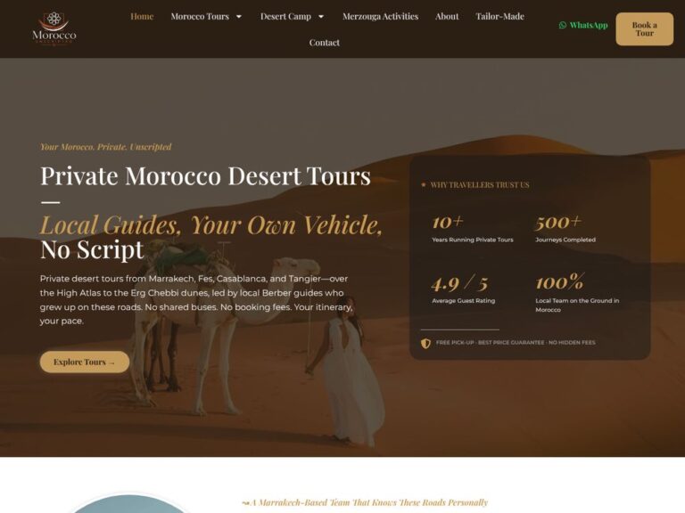 Site web Morocco Unscripted réalisé par Webmarok