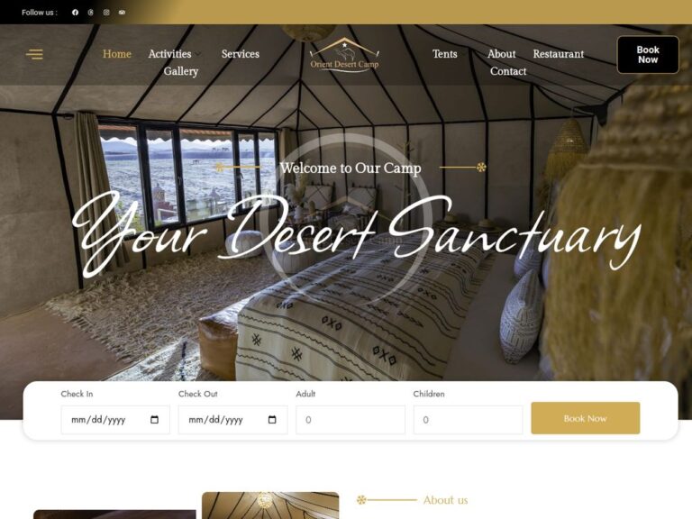 Site web Orient Desert Camp réalisé par Webmarok