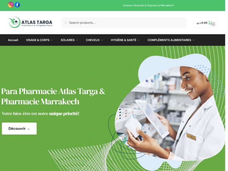 Boutique en ligne Para Pharmacie Atlas Targa réalisée par Webmarok