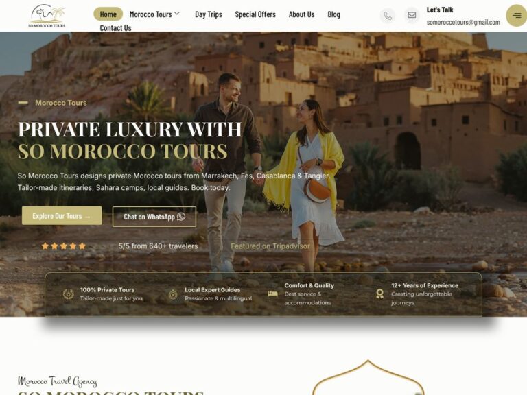 Site web So Morocco Tours réalisé par Webmarok