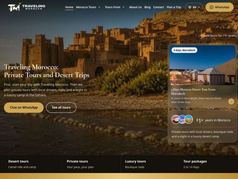 Site web Traveling Morocco réalisé par Webmarok
